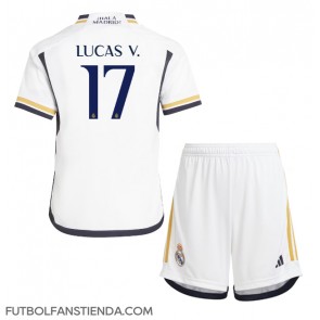 Real Madrid Lucas Vazquez #17 Primera Equipación Niños 2023-24 Manga Corta (+ Pantalones cortos)